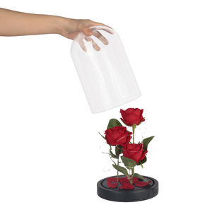 ของขวัญวาเลนไทน์ดอกไม้ประดิษฐ์ขนาดเล็กในโดมแก้วรูปกุหลาบสวยงามและสัตว์ร้ายตลอดไป - Product Image 2