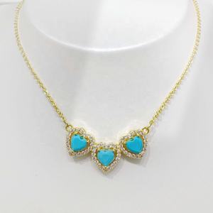 Collier cœur bicolore en argent sterling 925 plaqué or, prix d'usine, personnalisable avec pierres précieuses, trèfle, turquoise, pour femme - Product Image 1