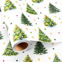 Papier d'emballage de Noël imprimé sur mesure 80GSM, rouleau recyclable, emballage cadeau haute densité