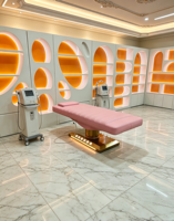 Table de massage électrique rose de luxe pour spa, salon, soins médicaux, esthétique, soins du visage, lit de beauté pour cils