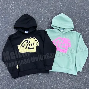 Meilin Hip Hop Hoodie Cotton Hooy Streetwear Oversized Cotton Heavyweight Washed Puff Print Hoodies