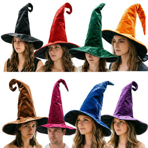 Sombrero <span class=keywords><strong>de</strong></span> Mago para el Festival <span class=keywords><strong>de</strong></span> los Fantasmas, Sombrero <span class=keywords><strong>de</strong></span> <span class=keywords><strong>Bruja</strong></span> Colorido, Sombrero <span class=keywords><strong>de</strong></span> Mago para Fiestas y Actuaciones, Sombrero Puntiagudo Plisado, Sombrero Extendido - Product Image 1