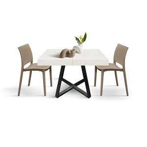 Ariel Extendable <b>Dining</b> <b>Table</b> 95 To 145 Cm White Ash Melamine Top Black Iron Crossed Legs Internal Use - Product Image 2