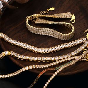Pulsera de tenis de plata de ley 925 con circonitas cúbicas 5A, chapada en oro de 18k y rodio, brillante y de moda 2024 para mujer - Product Image 3