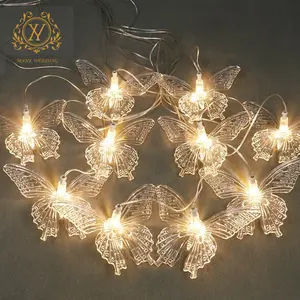 Şeffaf akrilik kelebek asılı lamba 10 kafa tavan ışık düğün için sahne arka fon dekorasyonu