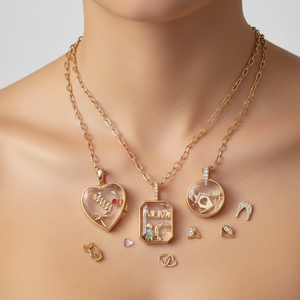 YML & Vintage bricolage conception creuse boîte transparente breloques personnalisées vide boîte <span class=keywords><strong>en</strong></span> verre médaillon 18K plaqué or Zircon collier pour les femmes - Product Image 6