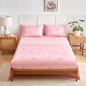 Phòng Ngủ Bộ Tấm Hoa <span class=keywords><strong>Comforter</strong></span> Tấm Ga Giường Đặt Màu Trắng Giường 7 Miếng Màu Hồng Tối Hoa Nước Rửa Sanding Nữ Hoàng Tấm Thiết Lập - Product Image 6