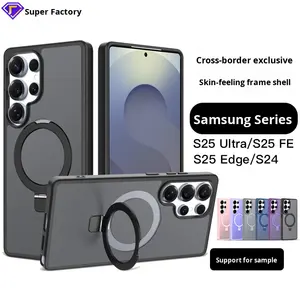 Luxe mat givré couverture complète <span class=keywords><strong>Anti</strong></span> chute antichoc fort support de téléphone magnétique support housse de téléphone pour Galaxy S24 S25 Edge - Product Image 5