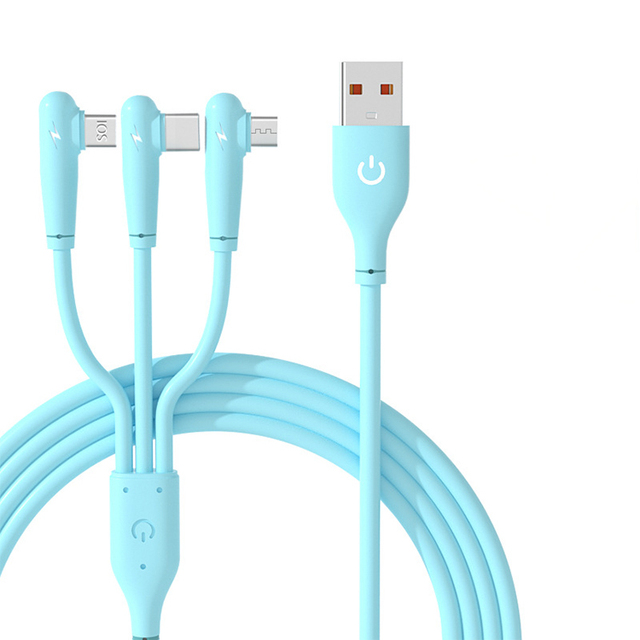 3A Liquid Silicone Charging Cable 3 in 1 Fast Charging USB Data Cable for Simultaneous Charging With Lengths of 1.2M 1.8M