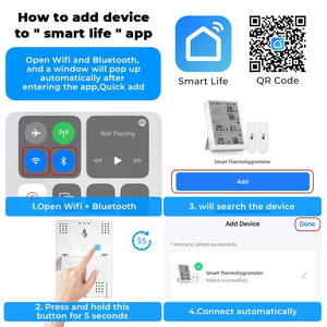 2025 nuovo prodotto prodotto intelligente per la casa Tuya WiFi intelligente Monitor di umidità della temperatura con due sensori Extra con Display - Product Image 6