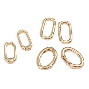 트렌디한 18K 금도금 황동 타원형 푸시 클라스프 카라비너 스프링 클라스프 DIY 수제 보석 제작 액세서리 - Product Image 1