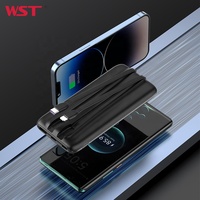 WST Banco De Potencia Innovant LED Affichage Numérique Capacité Réelle OEM ODM Charge Rapide 10000mah Power Bank avec Câble de Charge