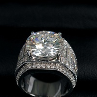 Bague Hip Hop personnalisée en argent sterling 925, 15 carats, sertie de moissanite GRA VVS 14 mm, pour hommes, passe le testeur de diamant