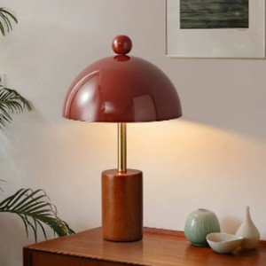 French Retro Style <b>Table</b> <b>Lamp</b> E27 LED Solid Wood <b>Base</b> Bedroom Living Room Study Lighting - Product Image 2