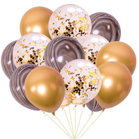Ensemble de 15 ballons en latex agate métallisée marbrée confettis paillettes pour décoration de fête d'anniversaire mariage saint valentin