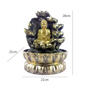 en iyi cam heykeller Suppliers-Buda sıcak satmak 2021 son yaratıcı ev masaüstü Fengshui çeşme lüks reçine Fuente Buda ofis şanslı Buda çeşme