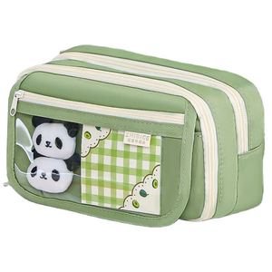 Étui en toile esthétique panda mignon, grande capacité, trousse à crayons kawaii pour adultes, pour l'école - Product Image 1