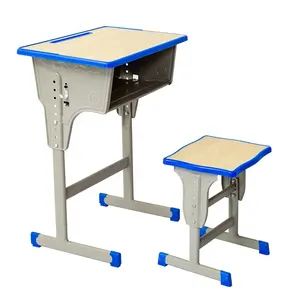 Pemasok furnitur sekolah, meja siswa meja sekolah dasar dan kursi Set meja kayu tunggal dan kursi