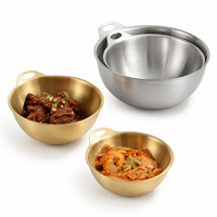 Bol de service en acier inoxydable avec poignée, pour salade, nouilles, soupe, fruits, collations, vaisselle de cuisine, ensemble de bols et tasses pour restaurant
