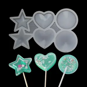 Hot sale DIY Star heart circle crystal glue mold silicone mold for making lollipop