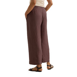 Pantalones Largos de Lino con Encaje, Líneas Limpias y Costuras Mínimas, Opciones de Combinación para Verano - Product Image 4