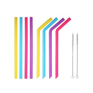Pailles en silicone droites certifiées, multicolores, durables, avec étui, réutilisables, 20 cm, ustensiles de cuisine - Product Image 2