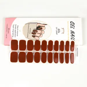 Venda quente Semi-curado Gel Tiras Vintage Red Nail Sticker 20 Peças Manicure Preço de Fábrica UV Gel adesivo para DIY