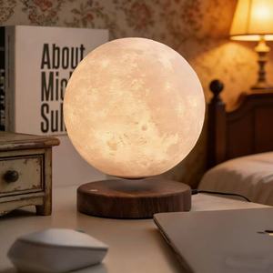 Magnetic Levitating Moon Lamp Warm Round Base 3 Single Color Floating Globe <b>Night</b> <b>Light</b> For Living Room - Product Image 5