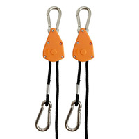Support de suspension pour lampe de culture hydroponique en nylon orange 150 LBS avec système à cliquet et mousqueton