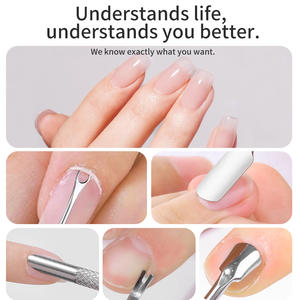 דוחף ציפורניים מנירוסטה עם קצוות כפולים המשלב כפית אוזניים ודוחף ציפורניים באחד, ערכת להסרת ציפורניים בת 4 חלקים - Product Image 2