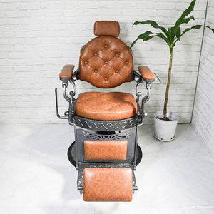 A 2026 Classic Vintage Heavy Duty Back Reclining Salon <b>Chair</b> Antique <b>Brown</b> Mens All Purpose Barber <b>Chair</b> - Product Image 4