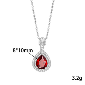 Collier Pendentif Double Halo en Améthyste Vente en Gros, Argent Sterling 925, Grenat Naturel Taille Poire 8*10mm, Bijoux Fins - Product Image 6