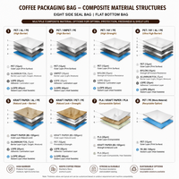 Sachet de café personnalisé à quatre soudures, qualité alimentaire, PET/AL/PE, fond plat à 8 côtés, fermeture éclair refermable, valve unidirectionnelle, 250g, pour grains entiers, OEM