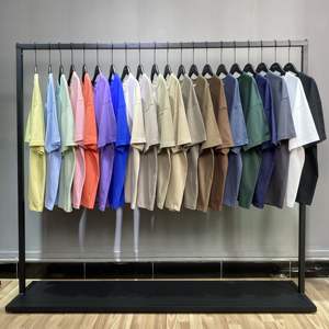 เสื้อยืดผู้ชายขนาดใหญ่กว่าปกติเสื้อยืดผ้าฝ้ายแขนสั้น230g เสื้อหลวมสีทึบสำหรับผู้ชาย - Product Image 1