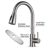 Robinet extractible moderne en acier inoxydable 304 Robinet universel pour évier de cuisine Robinet d'eau chaude et froide Robinet de cuisine en céramique
