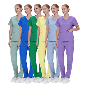 Ensemble de gommage d'allaitement personnalisé pour femmes haut à col en V et pantalon de jogging élégant uniforme médical évacuant l'humidité pour le personnel hospitalier - Product Image 3