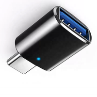 Convertisseur USB C vers A en aluminium avec lumière bleue pour appareil de type C, adaptateur USB C vers USB 3.0 OTG