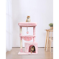 Arbre à chat rose pour chats d'intérieur, tour moderne avec poteau à gratter