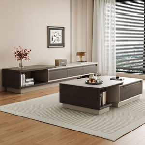 Table basse carrée rétractable haut de gamme de designer moderne combinaison de meuble <span class=keywords><strong>TV</strong></span> de luxe pour le salon de la maison - Product Image 4