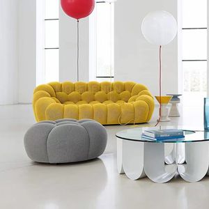 Canapé monobloc en tissu unique, design français minimaliste et créatif, style crème tendance, confortable pour salon, très prisé par les influenceurs. - Product Image 1