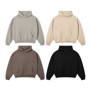 Wholesale Custom Logo Private Label 320G Cotton Rich Pullover <strong>Hoodie</strong> <strong>Men</strong> Autumn Long Sleeve Loose Patch Pocket Solid - Product Image 5