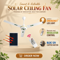 Moteur à courant continu 56 pouces ventilateurs de plafond à charge solaire pale de ventilateur en métal avec lumière avec télécommande et adaptateur pour la maison