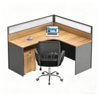 Bureau de travail moderne de haute qualité, table de séparation simple pour quatre personnes, bureau d'ordinateur en forme de L et chaise