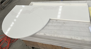 Phong cách hiện đại Đá Nhân Tạo TV đơn vị bảng Tops đồ nội thất Trắng thạch anh TV đứng Countertop P hình dạng bàn cho phòng khách - Product Image 4