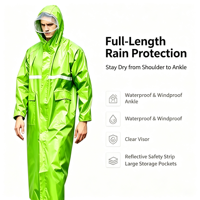 Poncho de pluie réfléchissant en tissu Oxford épaissi pour homme adulte, style coupe-vent une pièce, imperméable de sécurité pour le travail en extérieur