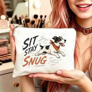 Borsa Cosmetica con Stampa 'Sit Stay Snug Dog' per Mamme, Figlie, Amiche, Adolescenti, Regalo Ideale, Pochette per Toilette, Borsa Regalo per Donne - Product Image 2