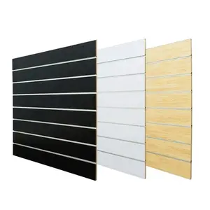 16mm Slotted decorative wall panel / melamine slot mdf board / PVC grooved mdf for shop