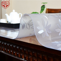 Nappe en PVC souple transparente imprimée, imperméable, anti-huile, de fabrication chinoise, en rouleau, pour protection de table