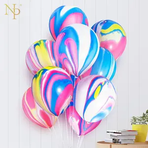 Nicro 10'' Christmas Kids Happy Birthday Party Wedding Decoration Rainbow Balloons Qualatex Marble Regular Latex Balloon