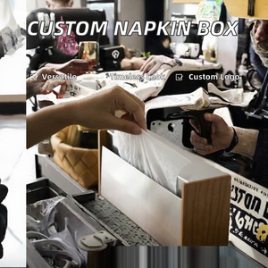 Custom Printed Logo Design Multi-Purpose Classic Wood Napkin <b>Holder</b> Silver Color Creative <b>Tissue</b> Paper <b>Boxes</b> - Product Image 2